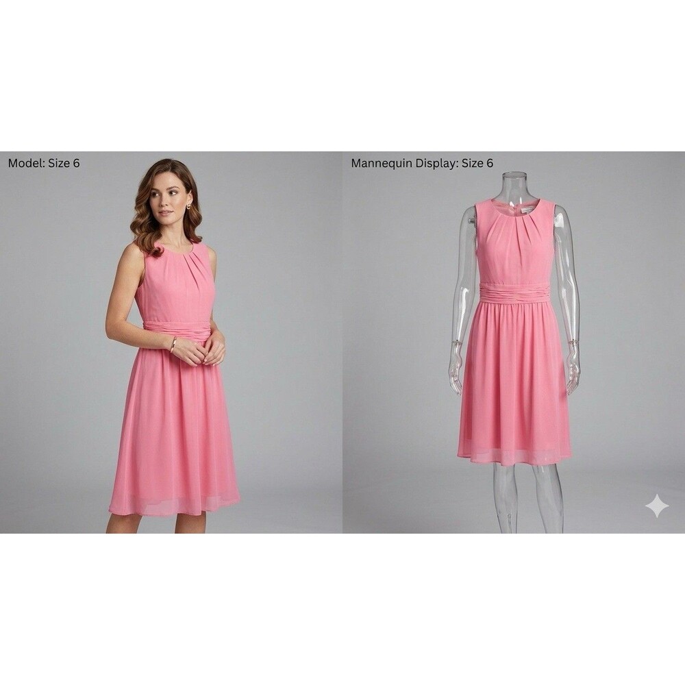 Christopher & Banks Pink Pleated Cocktail Dress Size 6 Sleeveless Ruched Waist